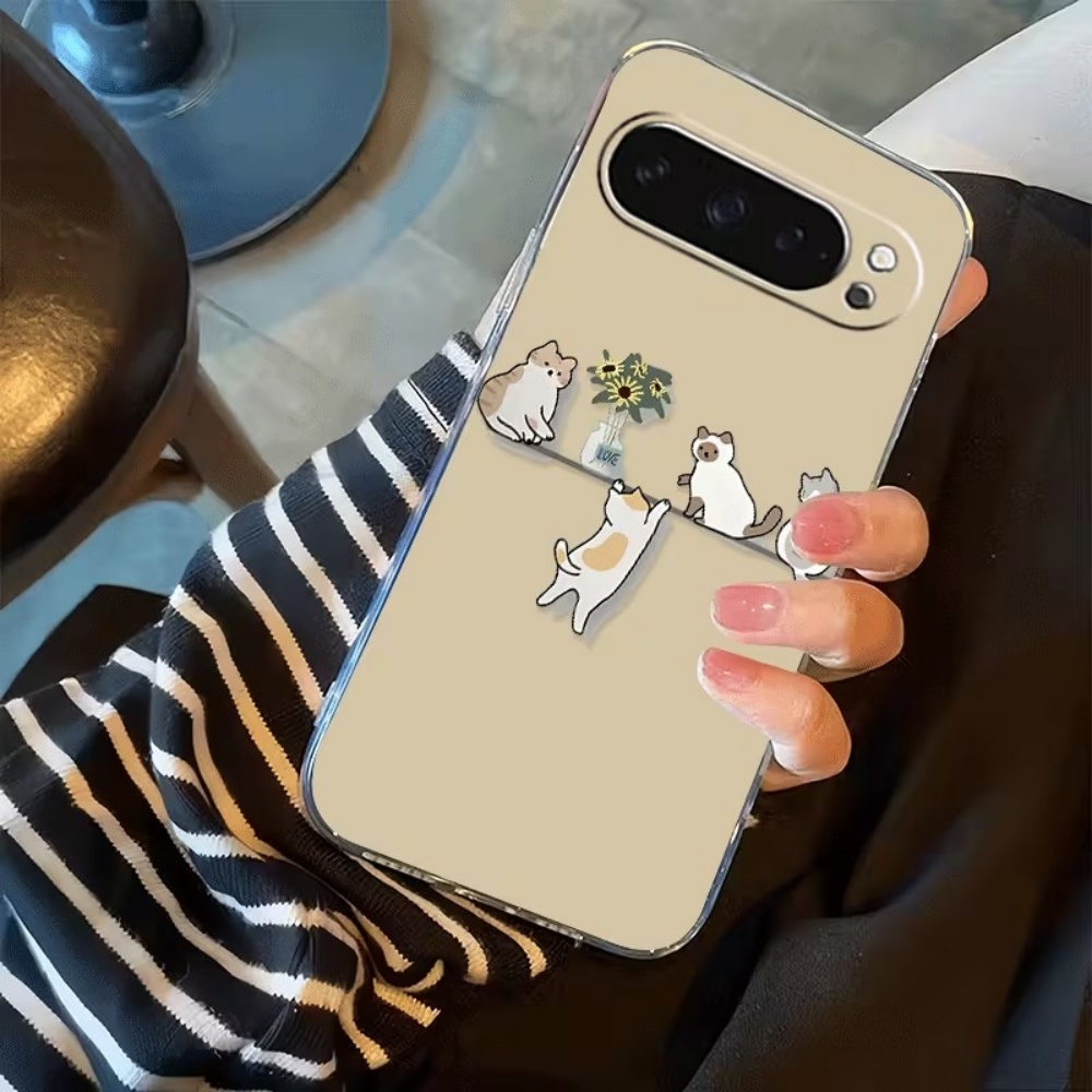 Google Pixel 9 Pro - Funda de silicona transparente para teléfono